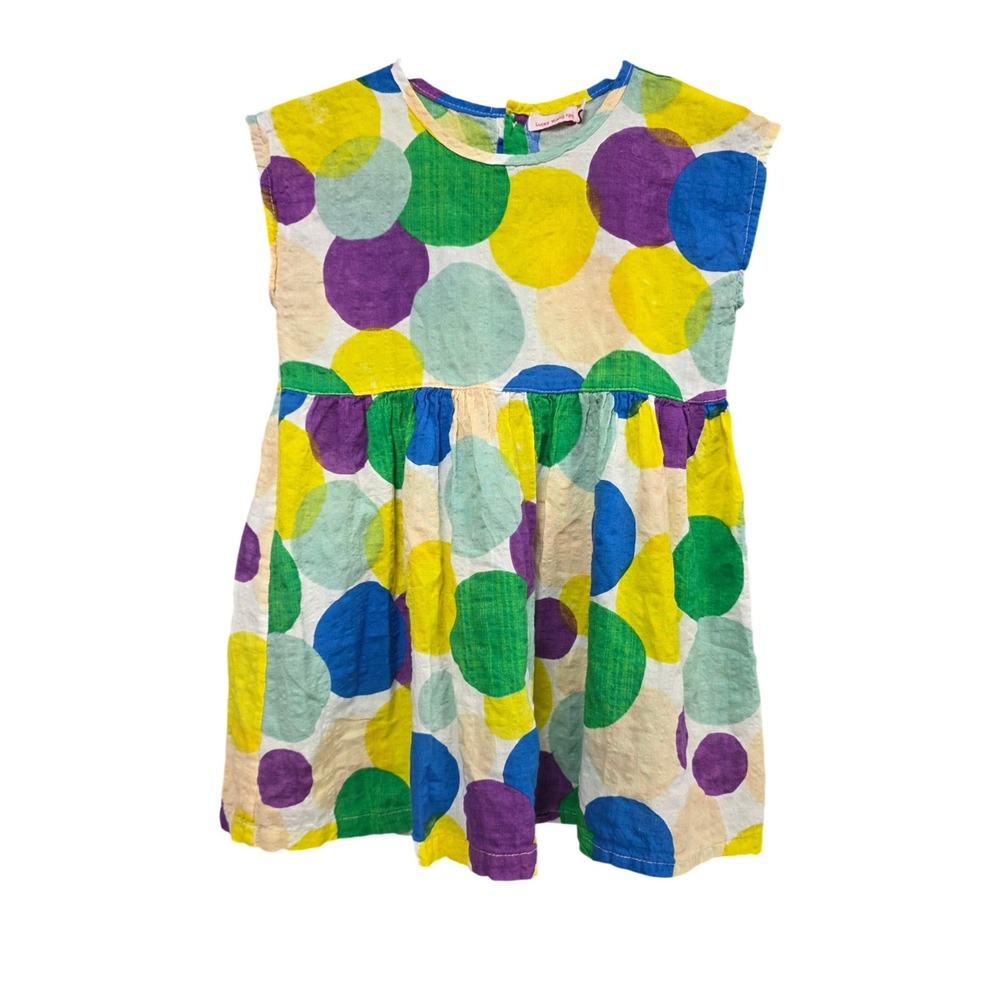 Lucky Wang nyc Dress Girls Size 3 Multicolor Polka Dot Bright Colorful Designer